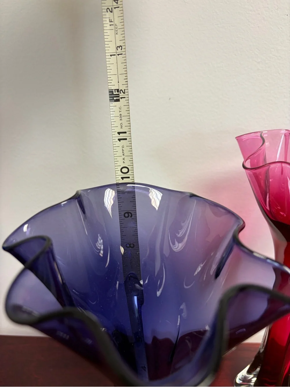 Michael Winfisky Handmade Fluted Glass Vases — Pink, Cobalt Blue, and Purple